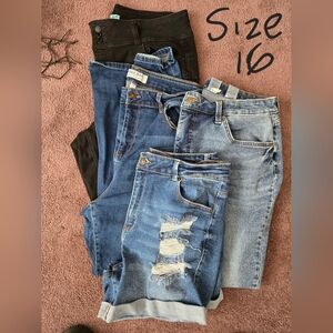 Bundle Of Women's Blue Denim & Black Jeans And Jean Shorts
